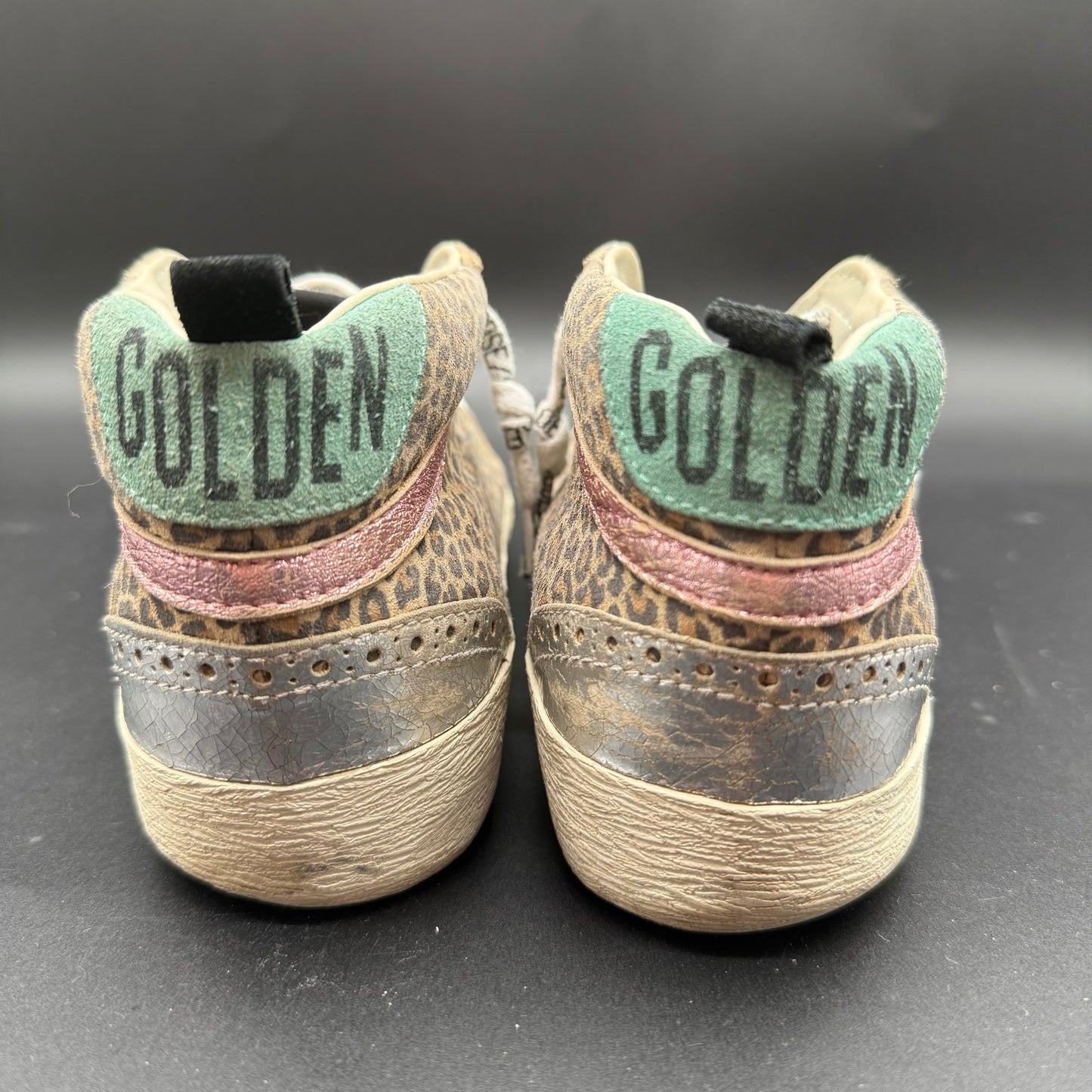 Golden Goose Mid-Star - Leopard Rose Blanc K54