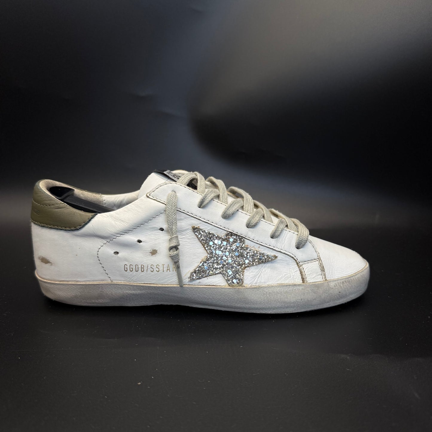 Golden Goose Superstar - Blanc/Paillette/Kaki◼️