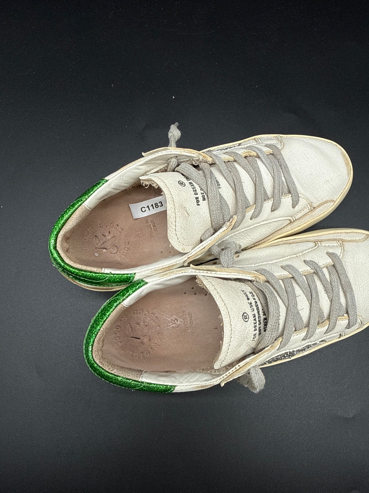 Golden Goose Superstar - Blanc Vert Paillettes C1183