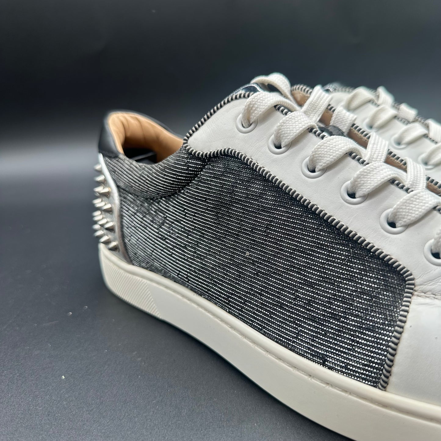 Louboutin Junior Spikes - Noir Argent C1128