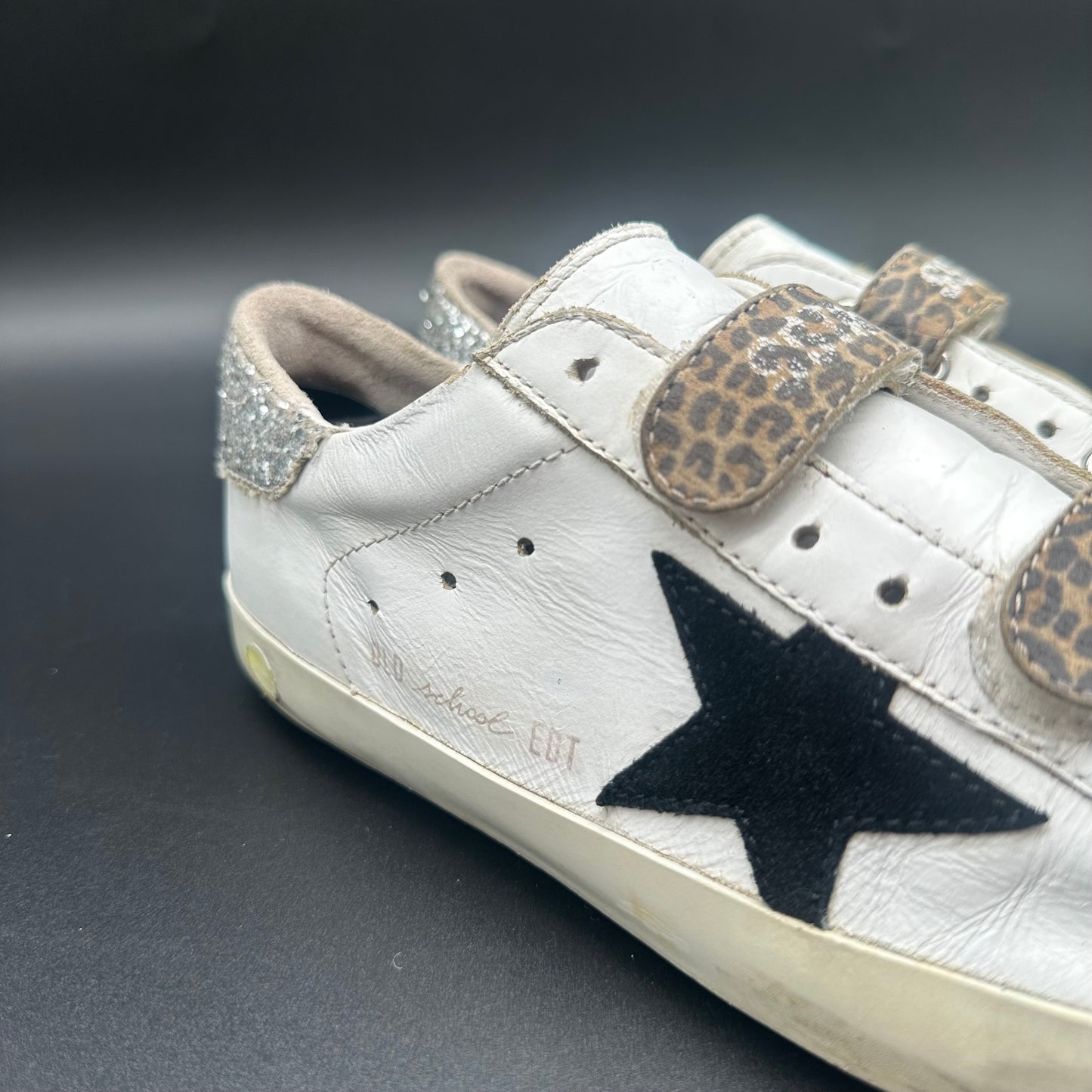 Golden Goose Old-School - Blanc Noir Léopard Paillettes C1195