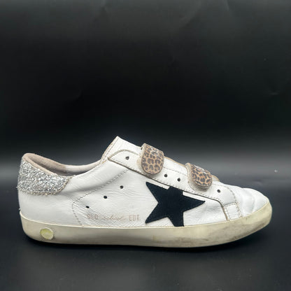 Golden Goose Old-School - Blanc Noir Léopard Paillettes C1195