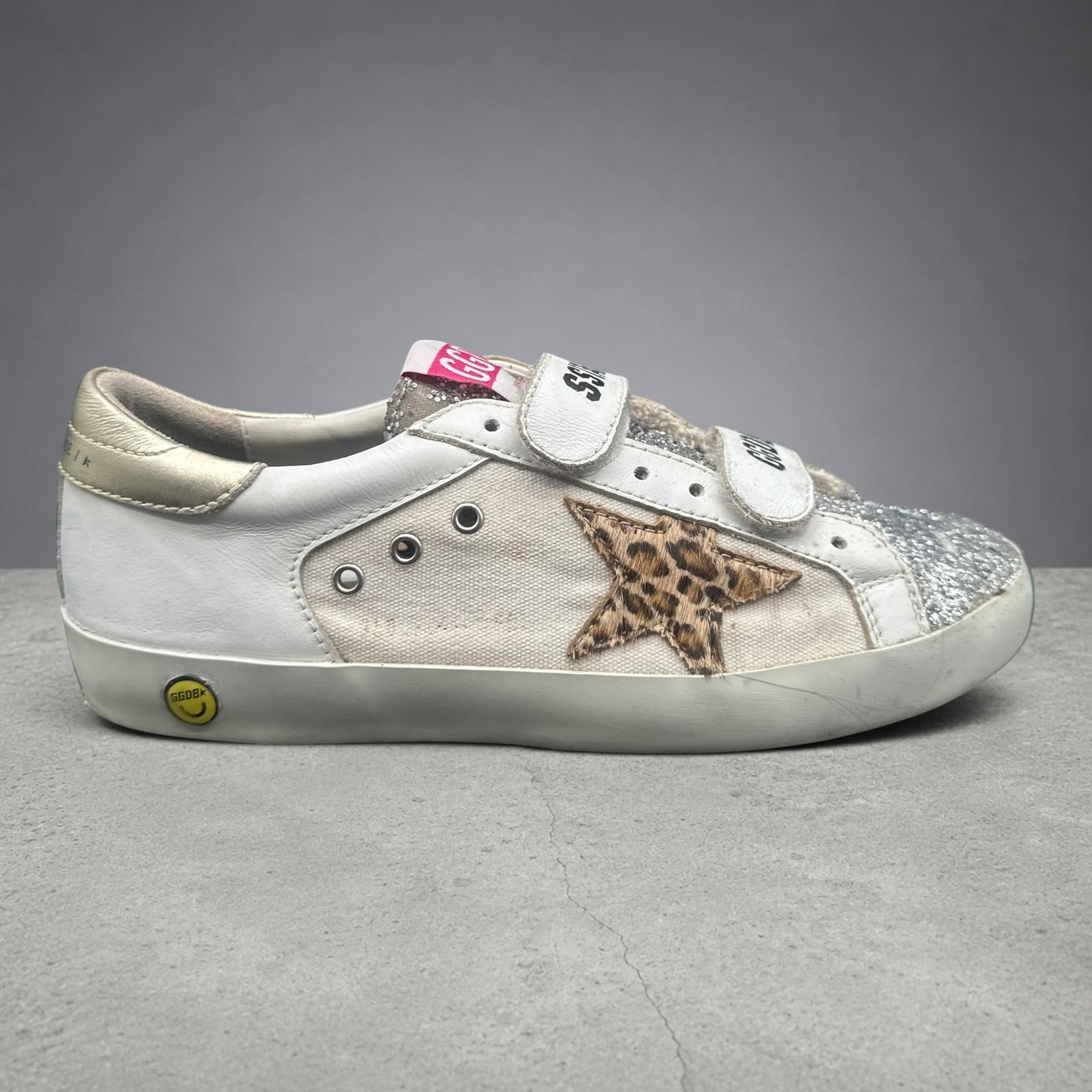 Golden Goose Old-Star - Blanc Léopard Or Argent Paillettes J025
