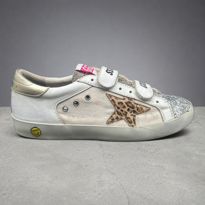 Golden Goose Old-Star - Blanc Léopard Or Argent Paillettes J025