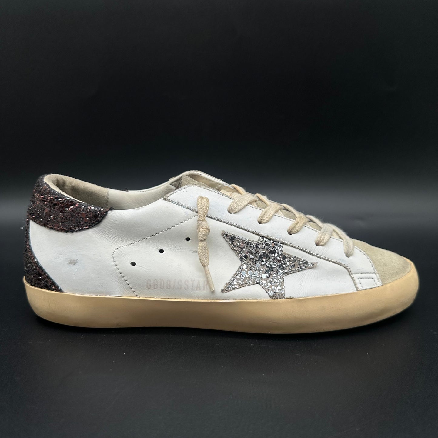 Golden Goose Superstar - Blanc Noir Argent Paillettes J022