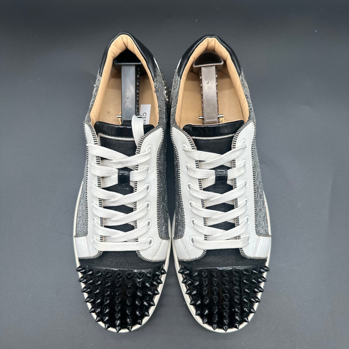 Louboutin Junior Spikes - Noir Argent C1128