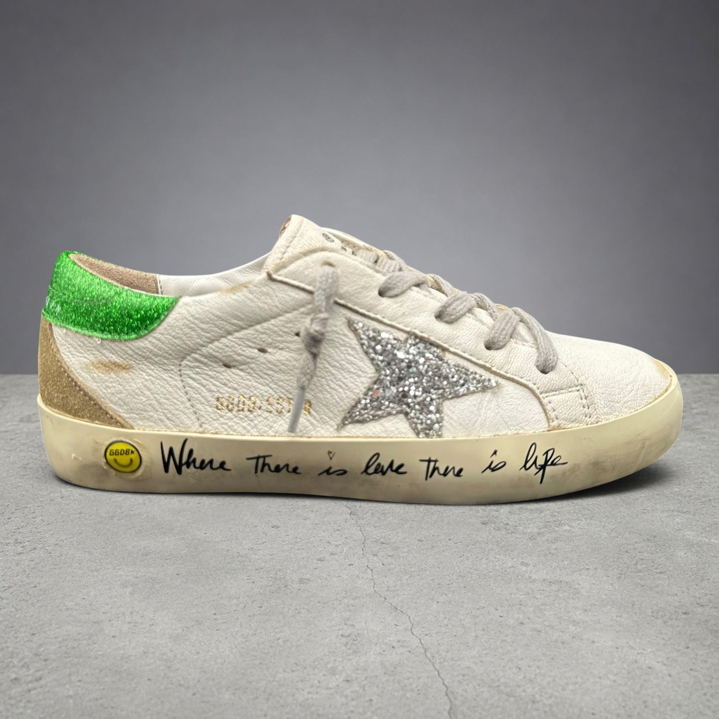 Golden Goose Superstar - Blanc Vert Paillettes C1183