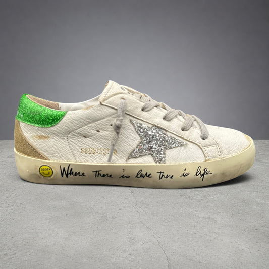 Golden Goose Superstar - Blanc Vert Paillettes C1183