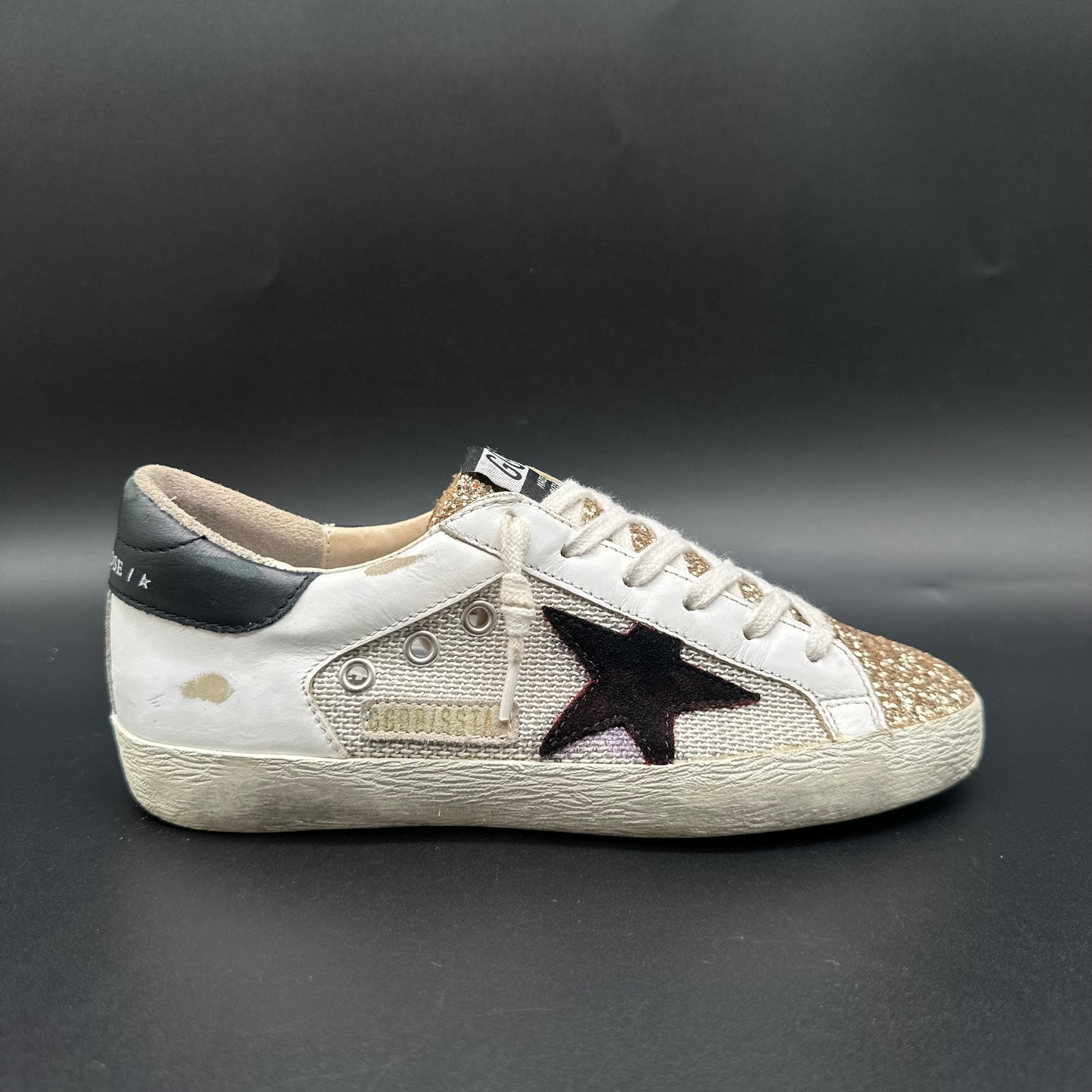 Golden Goose Superstar - Blanc Noir Paillettes C1224