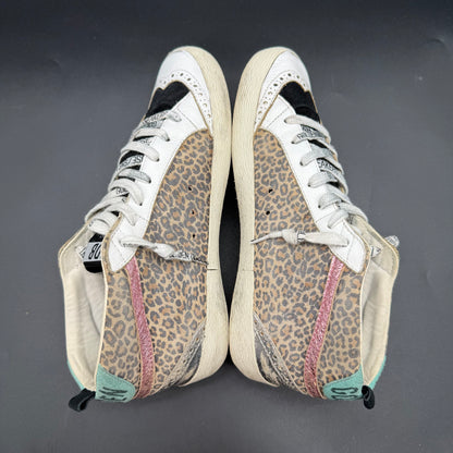 Golden Goose Mid-Star - Leopard Rose Blanc K54