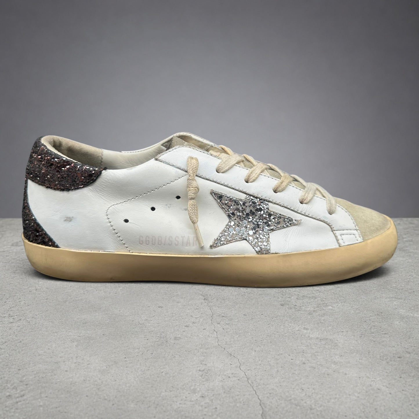 Golden Goose Superstar - Blanc Noir Argent Paillettes J022