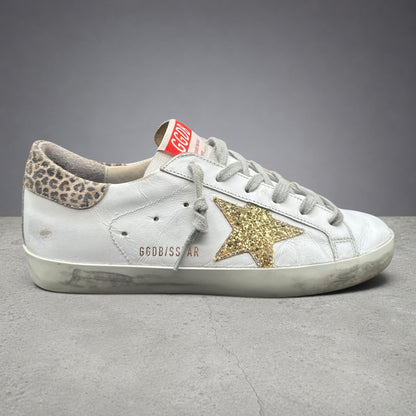 Golden Goose Superstar - Blanc Léopard Or Paillettes K32