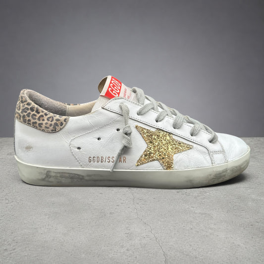 Golden Goose Superstar - Blanc Léopard Or Paillettes K32