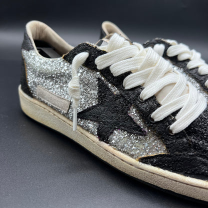 Golden Goose Ballstar - Blanc/Noir/Pailette/Gris K19