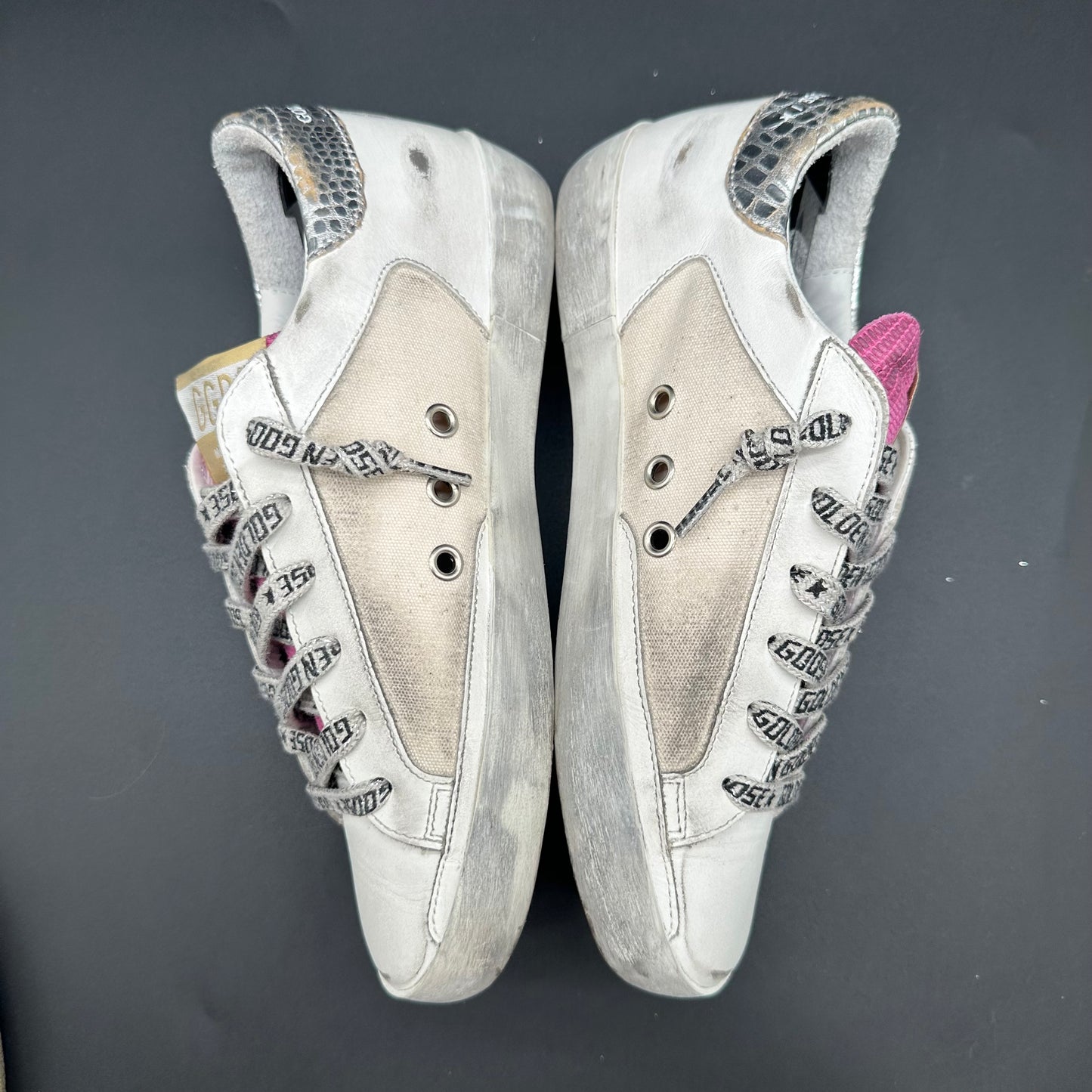 Golden Goose Superstar - Blanc Argent Rose Noir Paillettes C1415