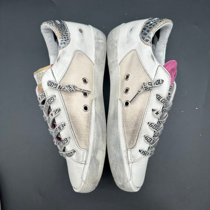 Golden Goose Superstar - Blanc Argent Rose Noir Paillettes C1415