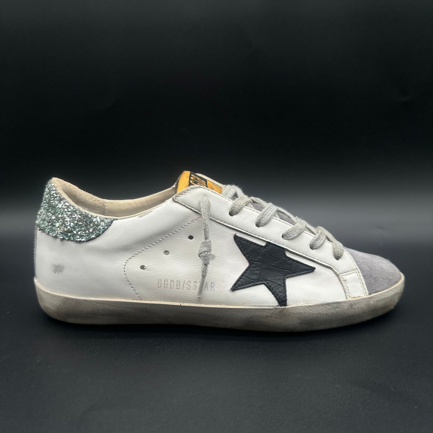 Golden Goose Superstar - Blanc Noir Gris Vert Paillettes J007
