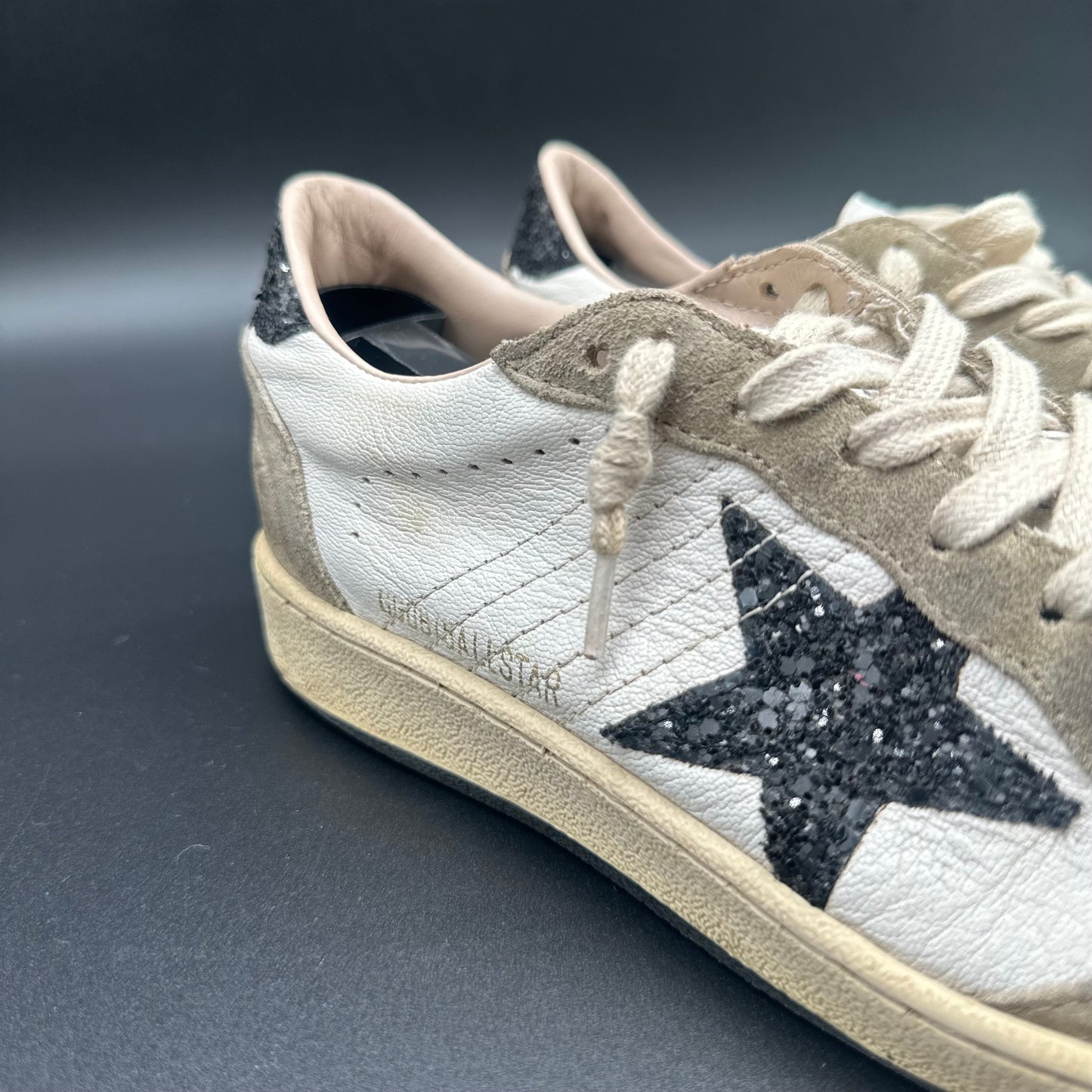 Golden Goose Ballstar - Blanc Gris Noir Paillettes J016