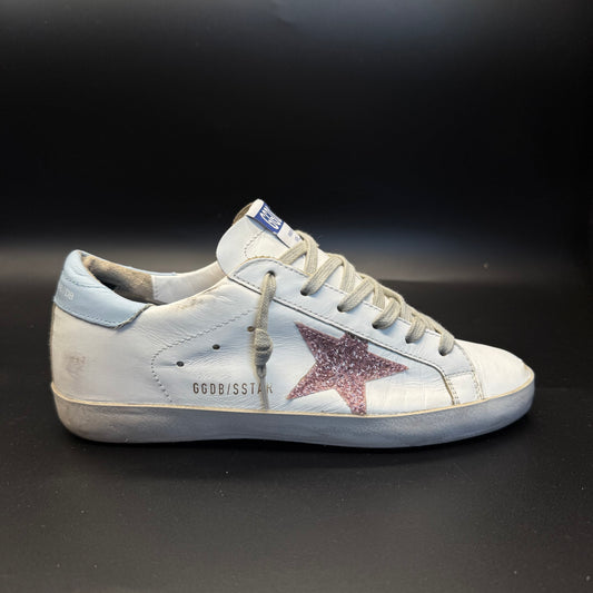 Golden Goose Superstar - Blanc/Paillette/Bleu ciel ◼️