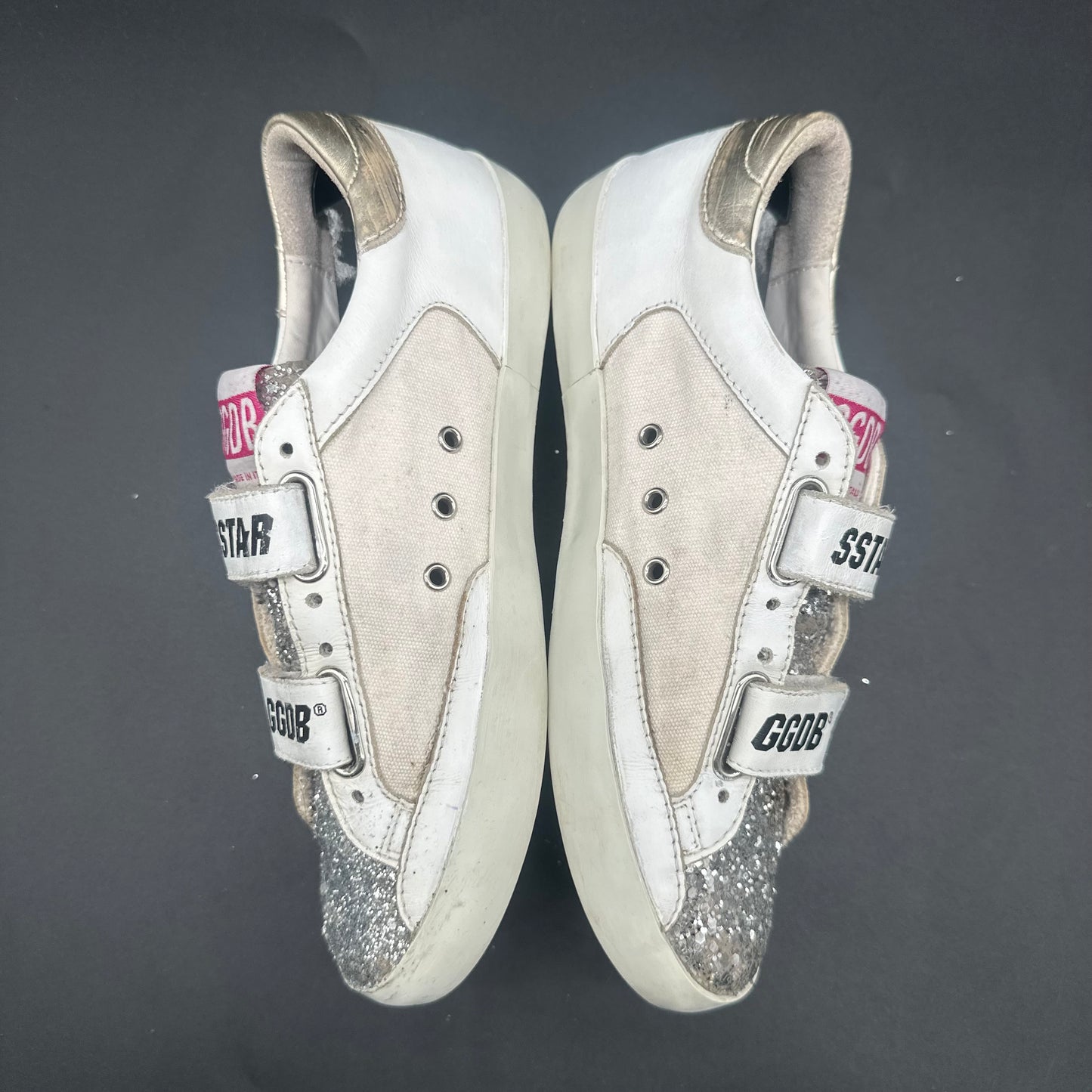 Golden Goose Old-Star - Blanc Léopard Or Argent Paillettes J025