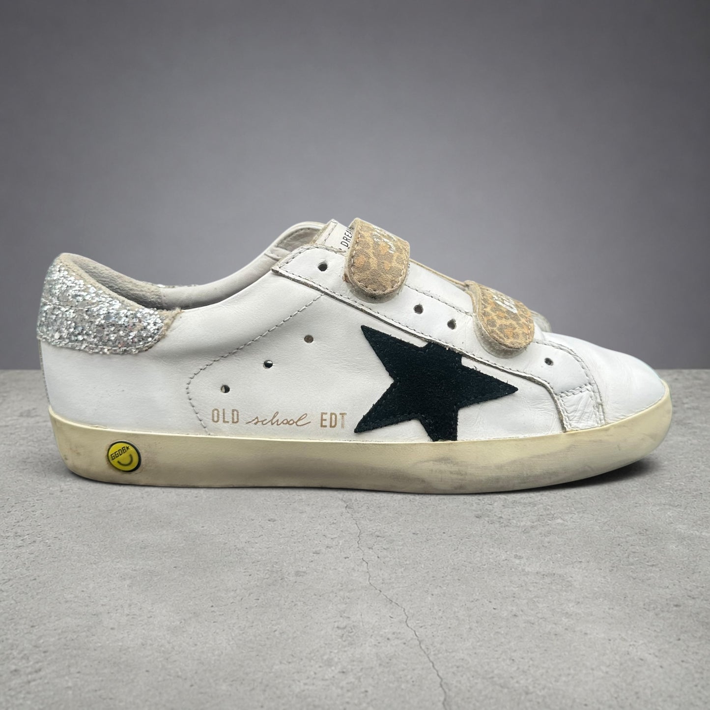 Golden Goose Old-School - Blanc Noir Léopard Paillettes C1393