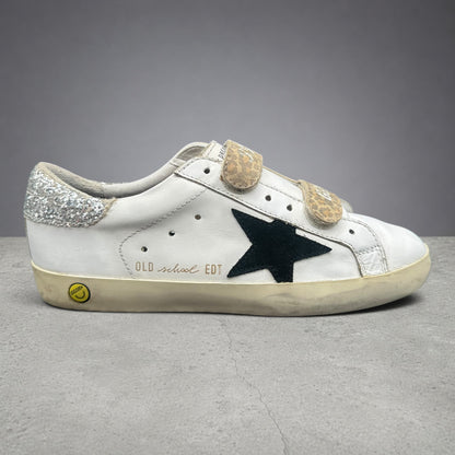 Golden Goose Old-School - Blanc Noir Léopard Paillettes C1393
