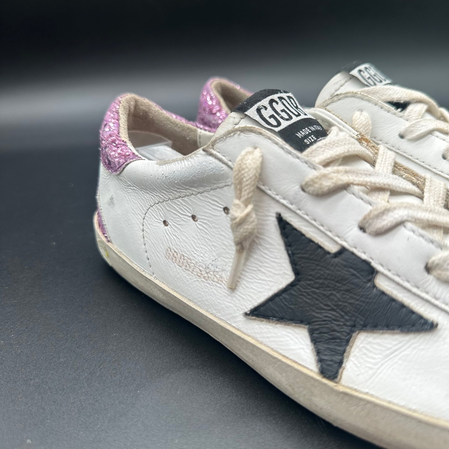 Golden Goose Superstar - Blanc Noir Rose Paillettes J009