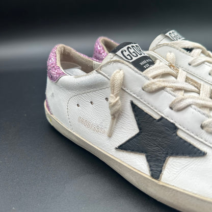 Golden Goose Superstar - Blanc Noir Rose Paillettes J009