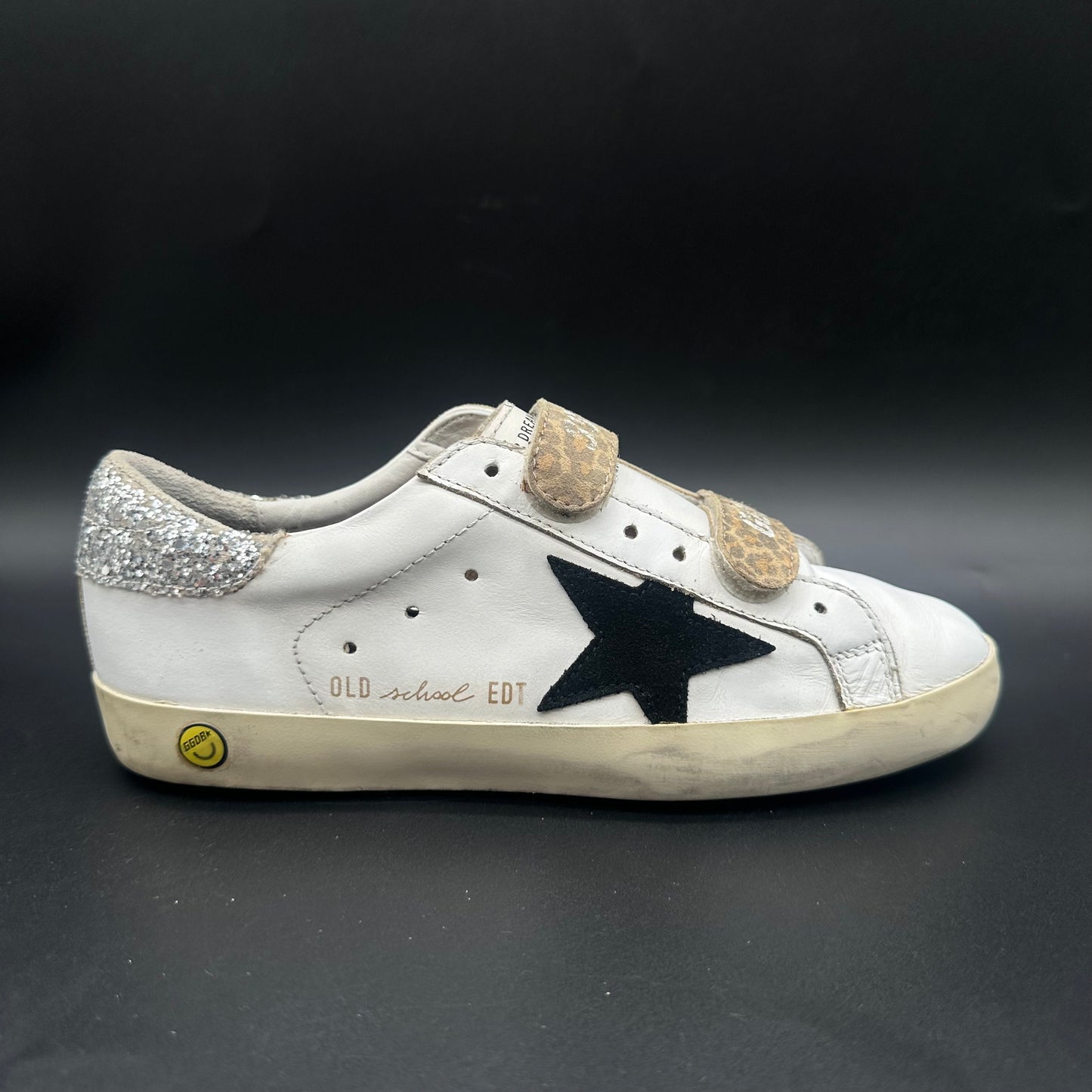 Golden Goose Old-School - Blanc Noir Léopard Paillettes C1393