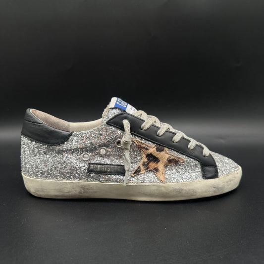 Golden Goose Superstar - Noir Léopard Argent Paillettes K35