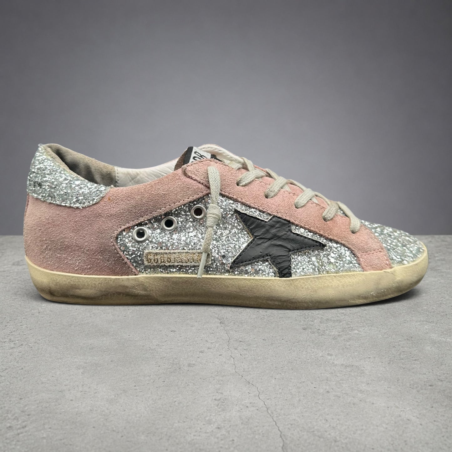 Golden Goose Superstar - Rose Noir Argent Paillettes C1283