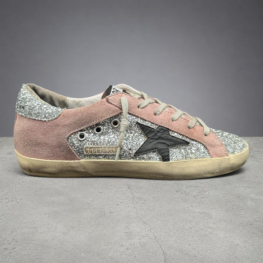 Golden Goose Superstar - Rose Noir Argent Paillettes C1283