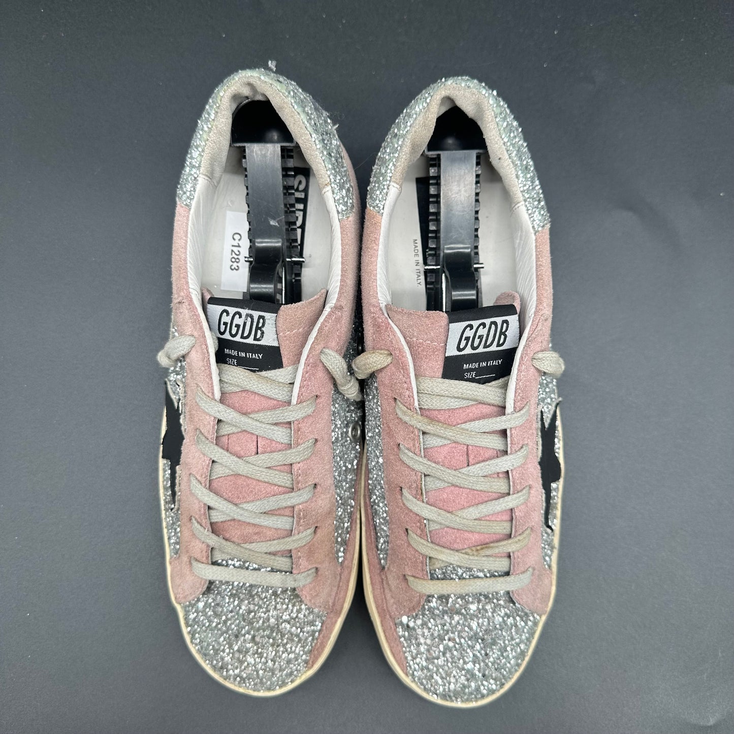 Golden Goose Superstar - Rose Noir Argent Paillettes C1283