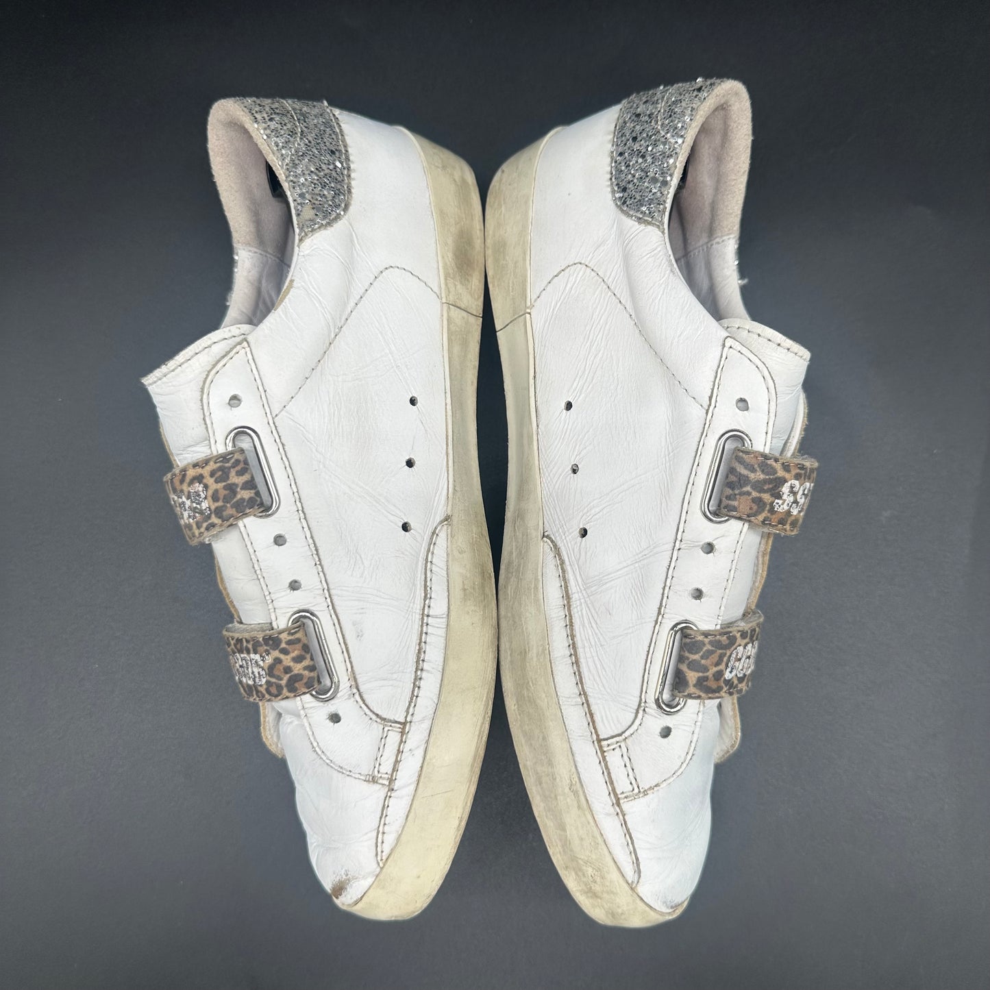 Golden Goose Old-School - Blanc Noir Léopard Paillettes C1195