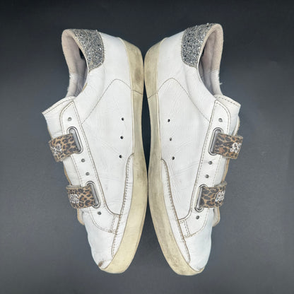 Golden Goose Old-School - Blanc Noir Léopard Paillettes C1195