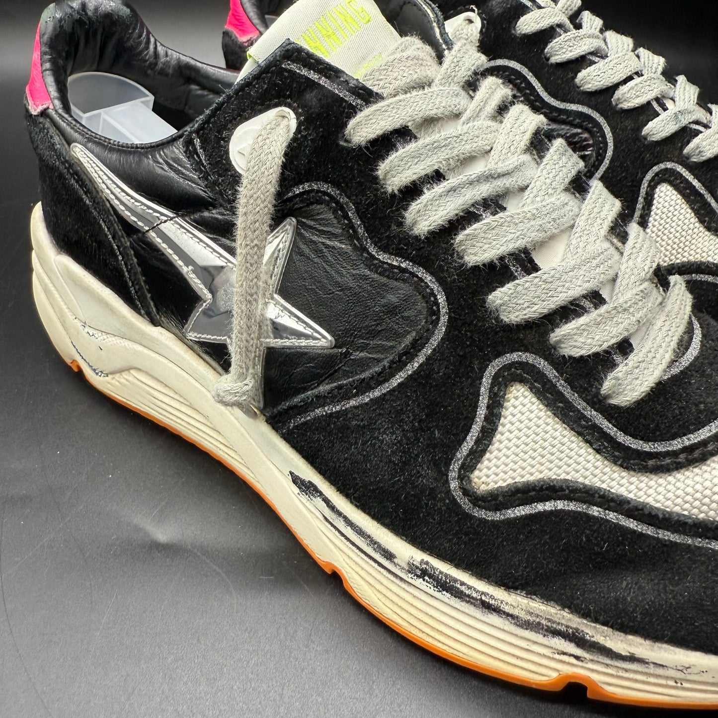 Golden Goose Running - Noir Rose Argenté