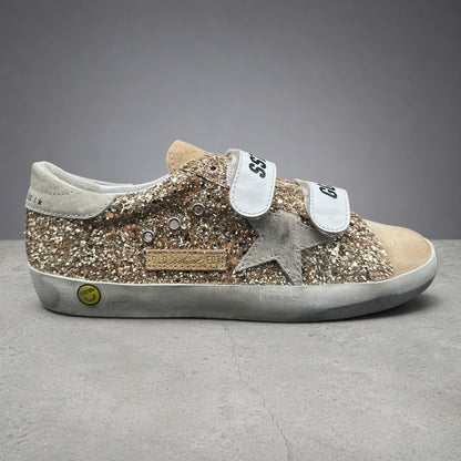 Golden Goose Old-School  - Blanc Beige Or Paillettes C1447