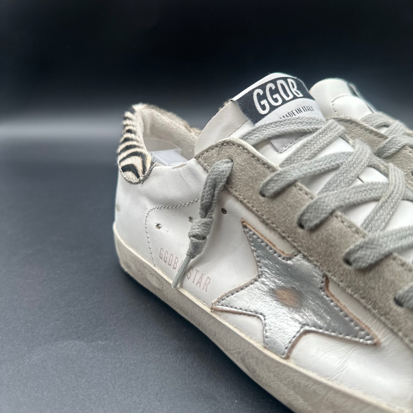 Golden Goose Superstar - Blanc Beige Argent Zèbre C1349