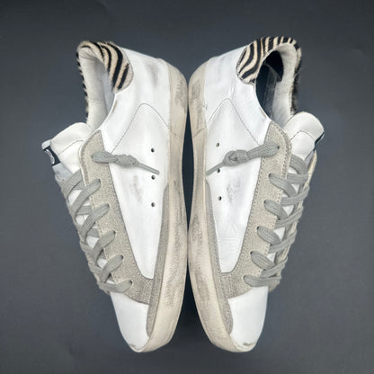Golden Goose Superstar - Blanc Beige Argent Zèbre C1349