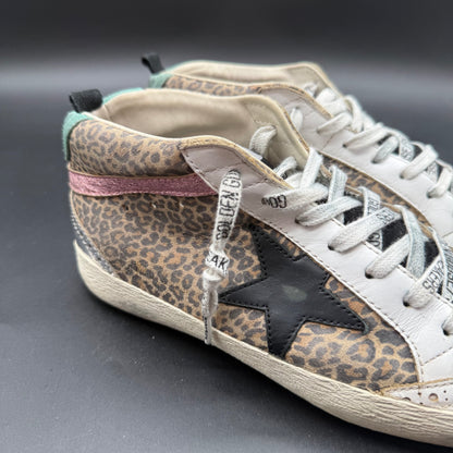 Golden Goose Mid-Star - Leopard Rose Blanc K54