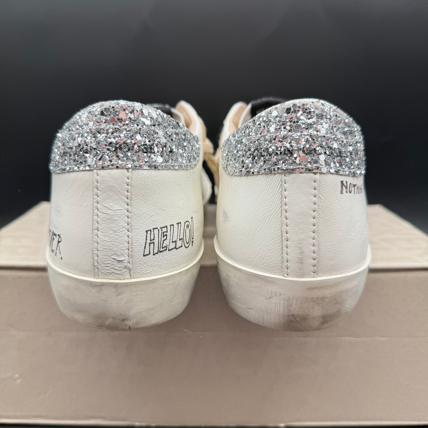 Golden Goose Superstar - Blanc Rose Paillette Argent C1338