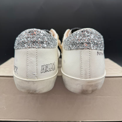 Golden Goose Superstar - Blanc Rose Paillette Argent C1338
