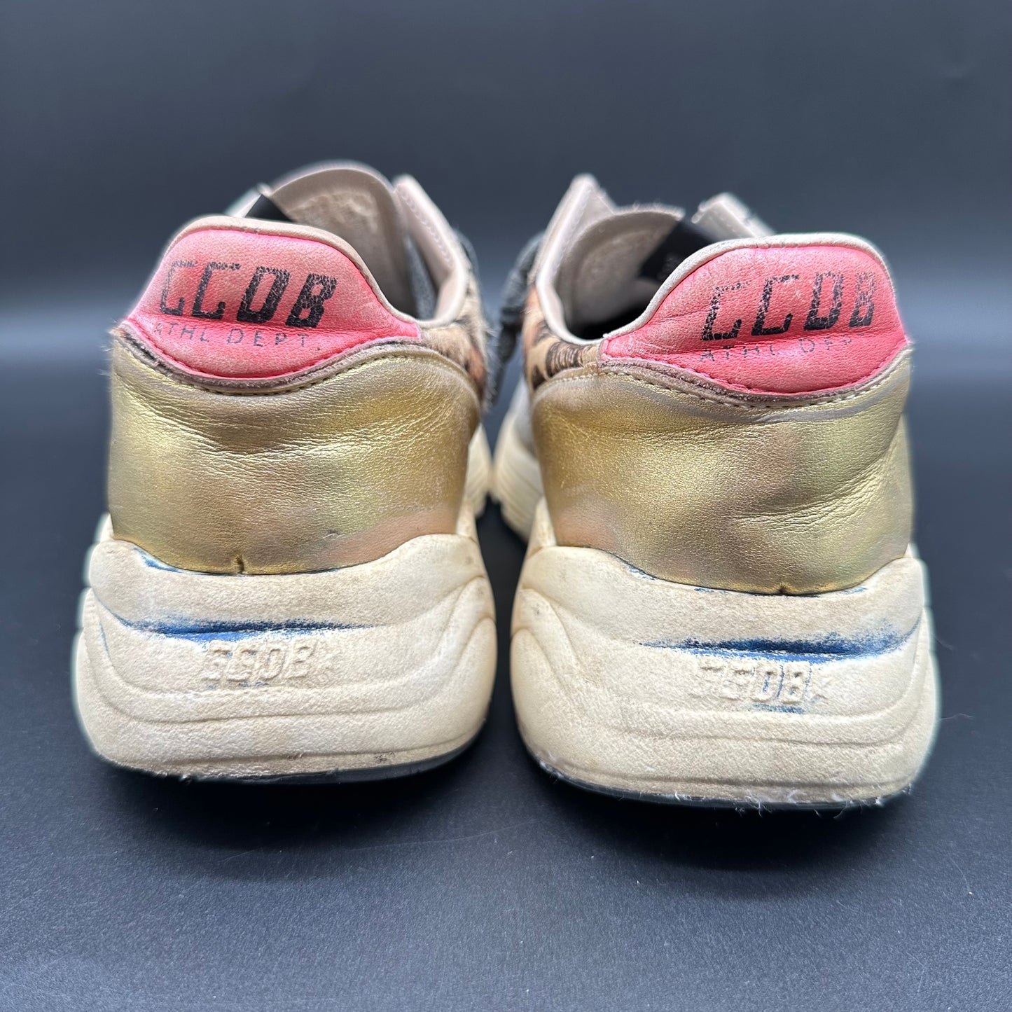 Golden Goose Running - Léopard Beige Rose Or J020