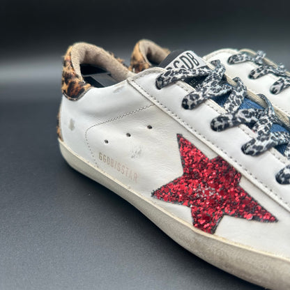 Golden Goose Superstar - Blanc Rouge Léopard Jean J004