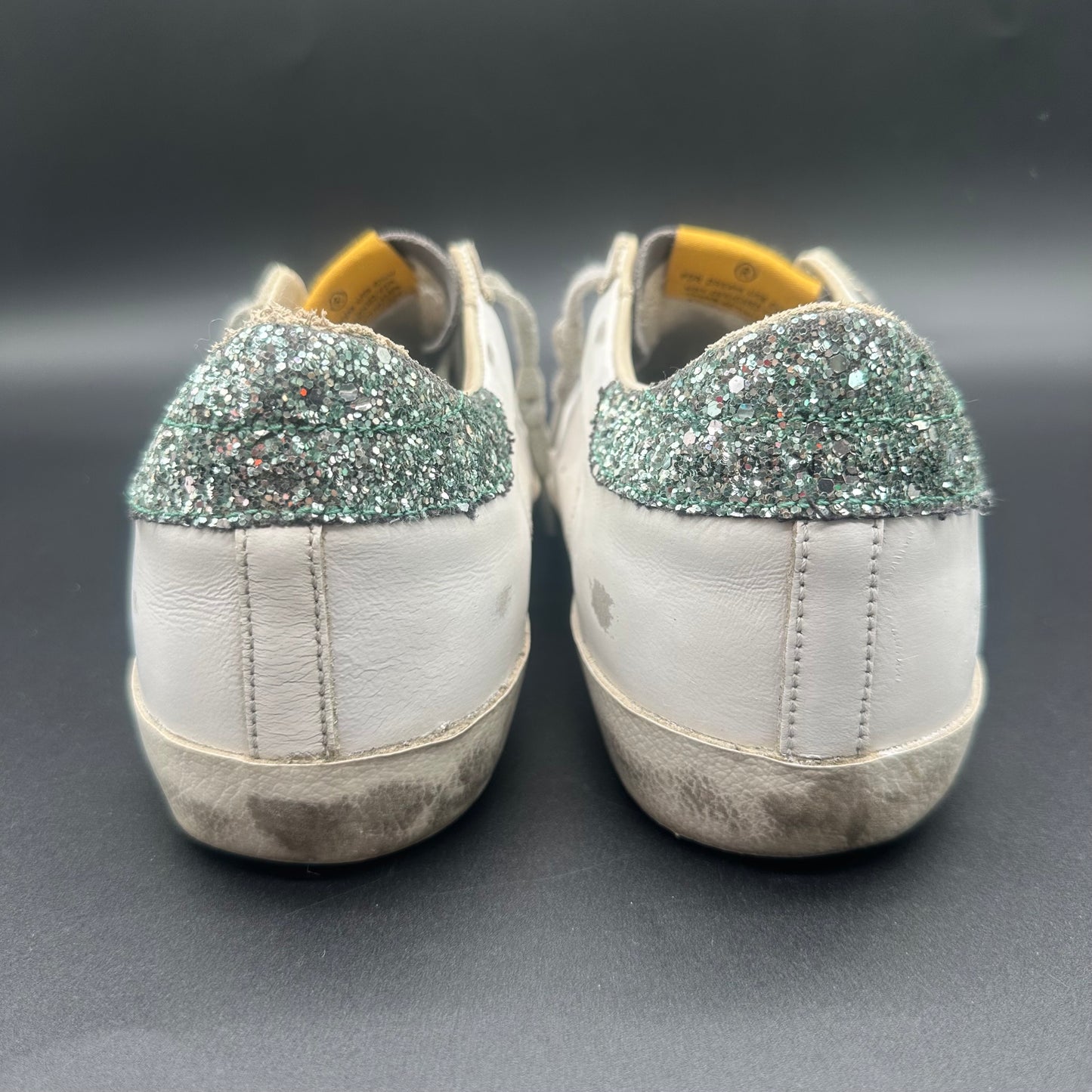 Golden Goose Superstar - Blanc Noir Gris Vert Paillettes J007