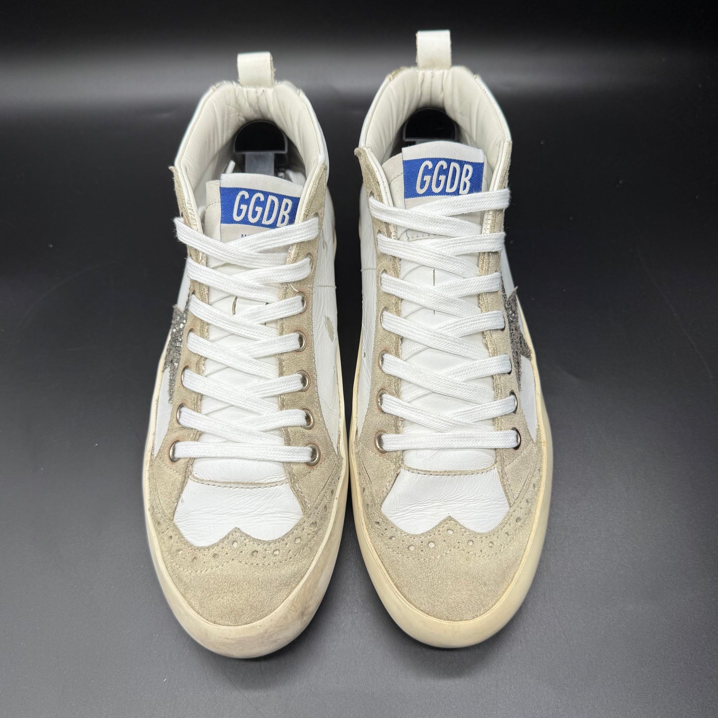Golden Goose Mid-star - Blanc Paillette Argenté