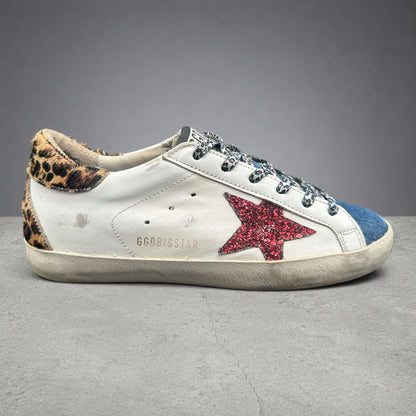 Golden Goose Superstar - Blanc Rouge Léopard Jean J004