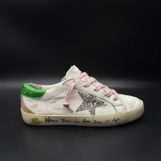 Golden Goose Superstar - Vert Paillette Argenté Rose
