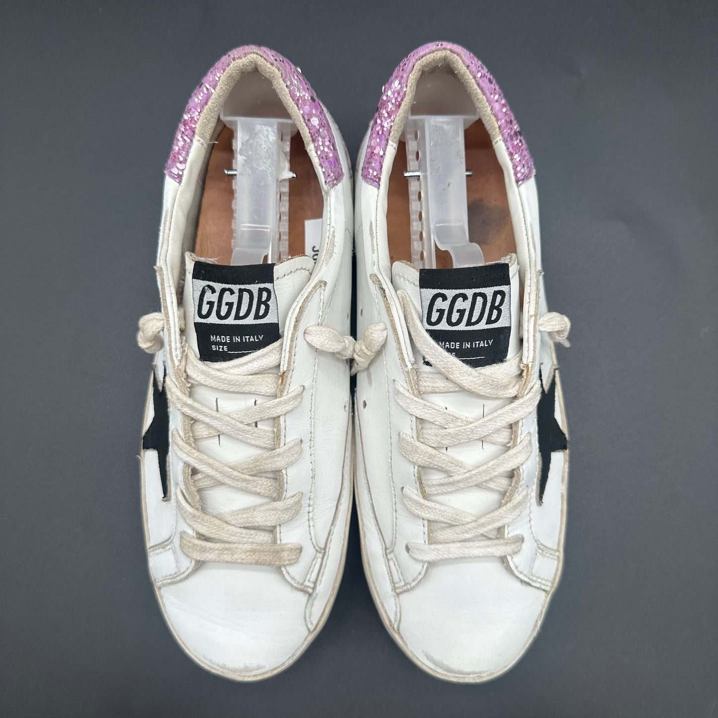 Golden Goose Superstar - Blanc Noir Rose Paillettes J009