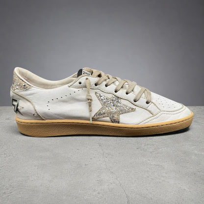 Golden Goose Ballstar - Blanc Paillette Argent J023